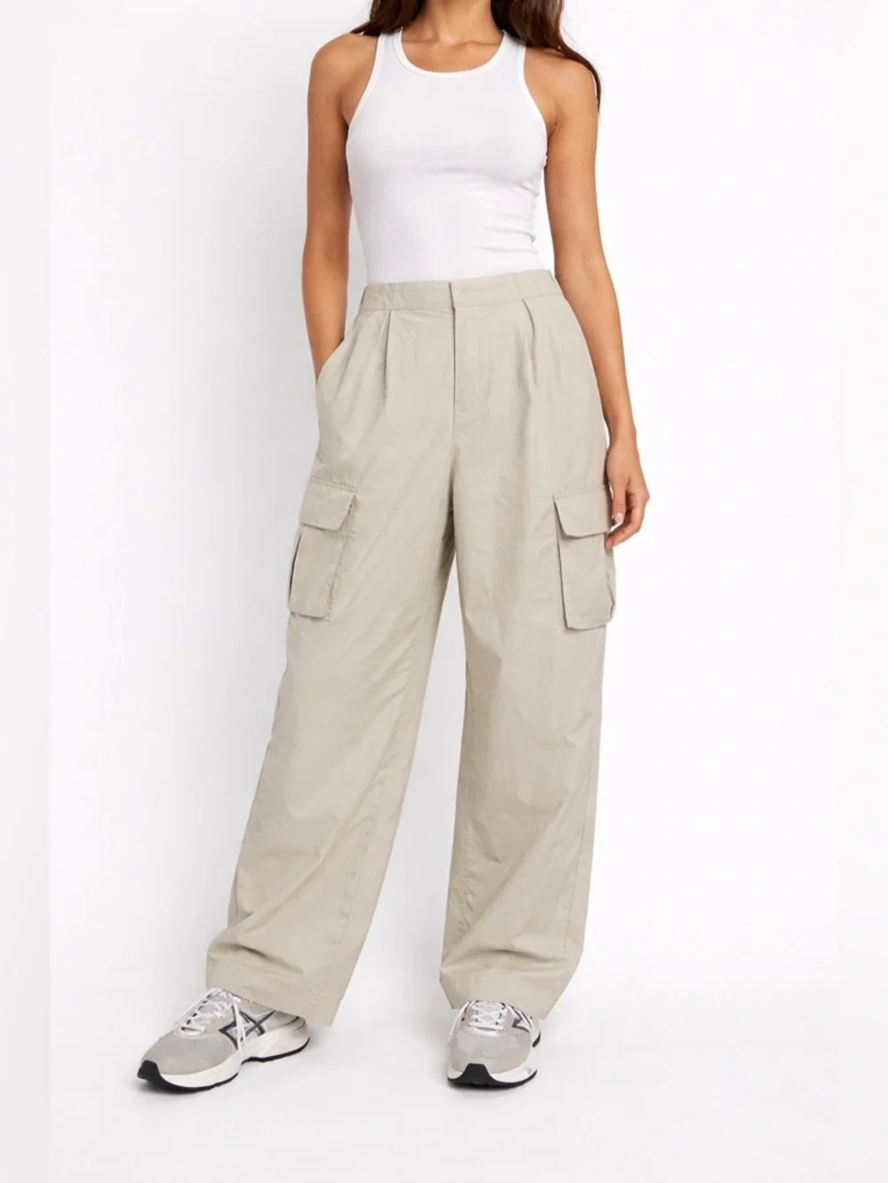 Wilo The Label Anthropologie Wide Leg Parachute Fly Cargo Pants Tan Size Small
